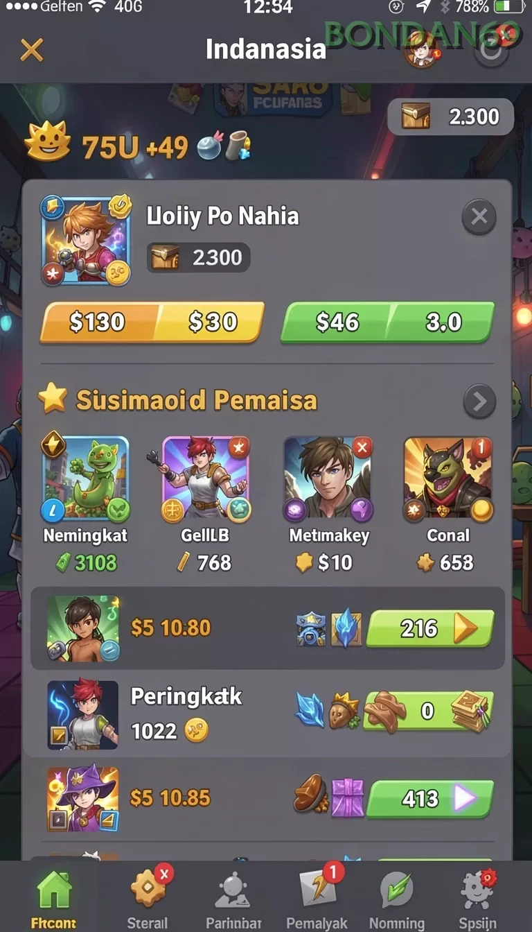 Cuplikan layar SLOT710 — pengaturan akun