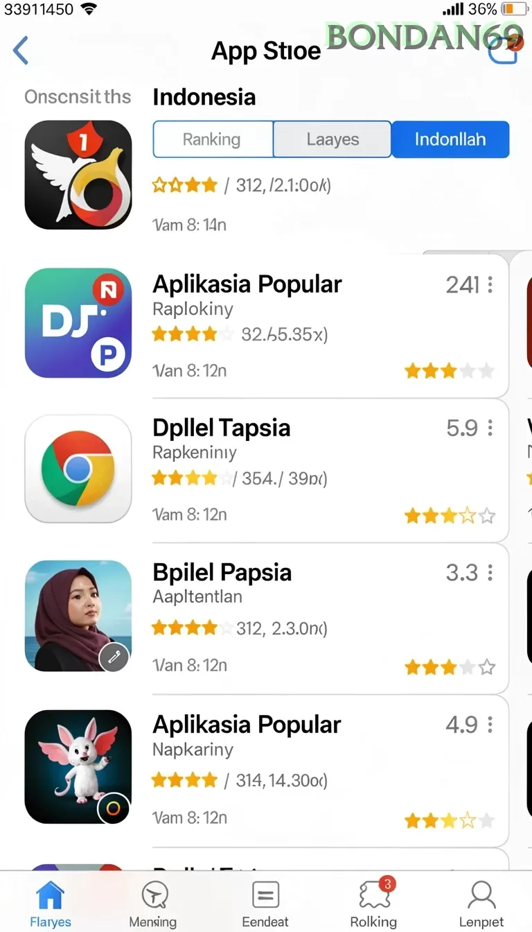 Cuplikan layar RP99 — menu navigasi