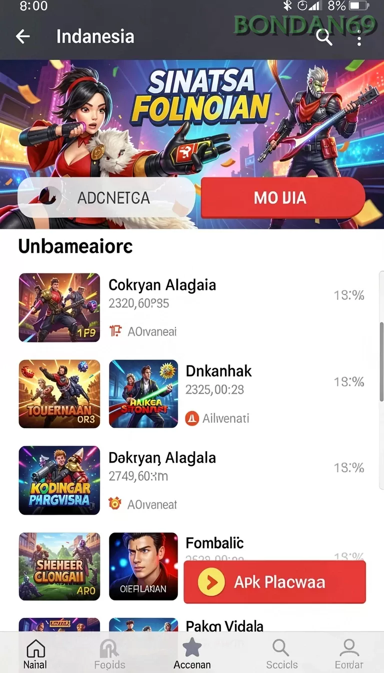 Cuplikan layar 666FF — menu navigasi